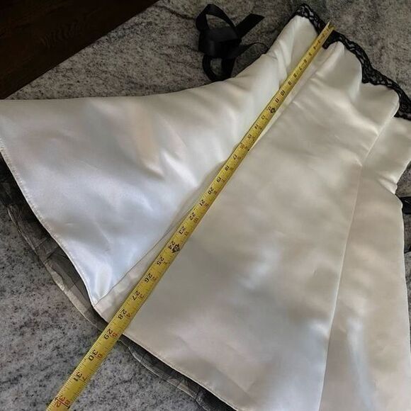 Jessica McClintock Gunne Sax Dress 5/6 Strapless Fit & Flare White Silky Black S - Picture 12 of 12